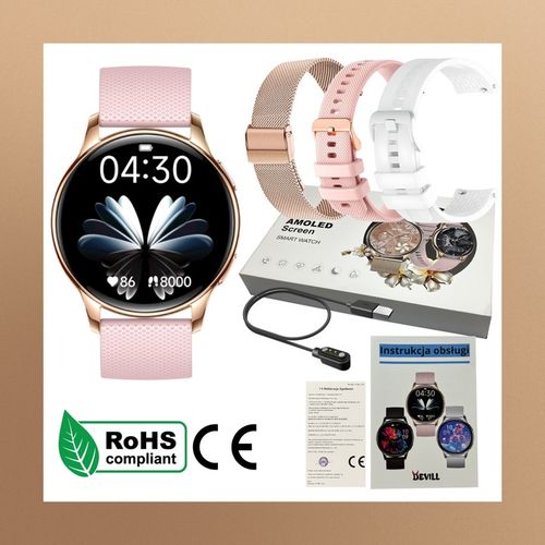 SMARTWATCH ZEGAREK DAMSKI MENU POLSKIE FUNKCJA DZWONIENIA SMART WATCH PULS na Arena.pl