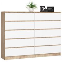 Komoda do sypialni, 10 szuflad, STILO, 160x40x121 cm, dąb | TYLETEGOTU