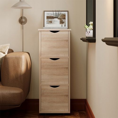 SZAFKA SŁUPEK Z SZUFLADAMI RUSTYKALNY DĄB KOMODA STOJĄCA WĄSKA POJEMNA LOFT na Arena.pl