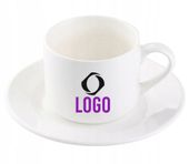 Filiżanka z talerzykiem z nadrukiem TWOJE LOGO NAPIS gadżet firmowy 10 szt