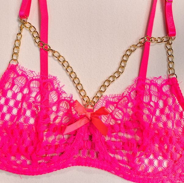 Piękny KOMPLET Bielizny Damskiej STANIK STRINGI Podwiązki POMARAŃCZ L zdjęcie 9