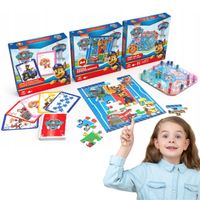 Zestaw 3 Gry Planszowe Dla Dzieci Puzzle Pop-Up Karty Jumbo Psi Patrol 3w1
