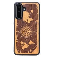 Drewniane Etui Bewood do Samsung Galaxy A56 5G RÓŻA WIATRÓW MERBAU