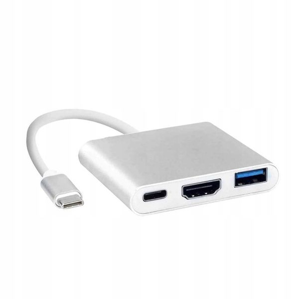 ADAPTER USB C HDMI+USB 3.0+PD 4K HUB MacBook 3w1 zdjęcie 1