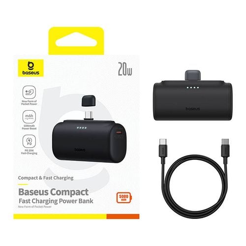 powerbank baseus compact 5000mah, 20w, usb-c (czarny) na Arena.pl