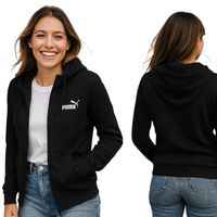 Bluza Puma Damska Małe Logo Rozpinana Ocieplana Czarna Dresowa Kaptur