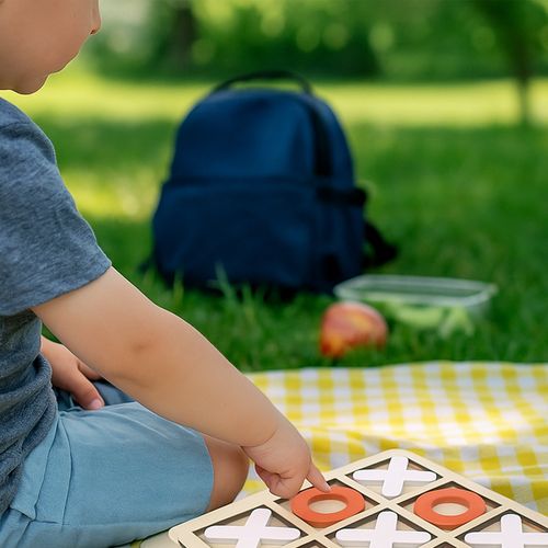 Gra planszowa kółko i krzyżyk eko drewniana dla dzieci biało-pomarańczowa na Arena.pl