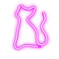 NEON LED NA ŚCIANĘ LAMPA USB NOCNA KOT RÓŻOWY DEKORACJA DO POKOJU OZDOBA