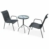 VidaXL 3-cz. zestaw mebli bistro, stal, czarny