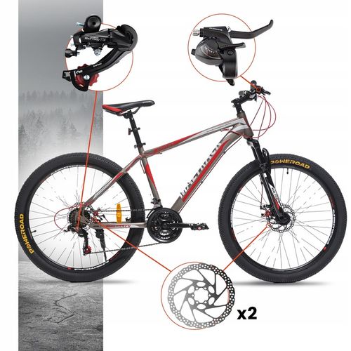 ROWER GÓRSKI MTB 26 SHIMANO 21 BIEGÓW SHIMANO 2 Tarcze RAMA 18" KOŁA 26" na Arena.pl