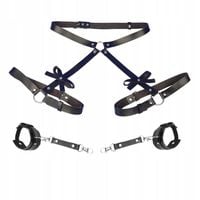 SKÓRZANA UPRZĄŻ NA UDA Z KAJDANKAMI, SEKSOWNY STRÓJ HARNESS