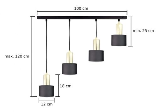 Lampa wisząca 4xE27 LUCE BLACK GOLD na Arena.pl