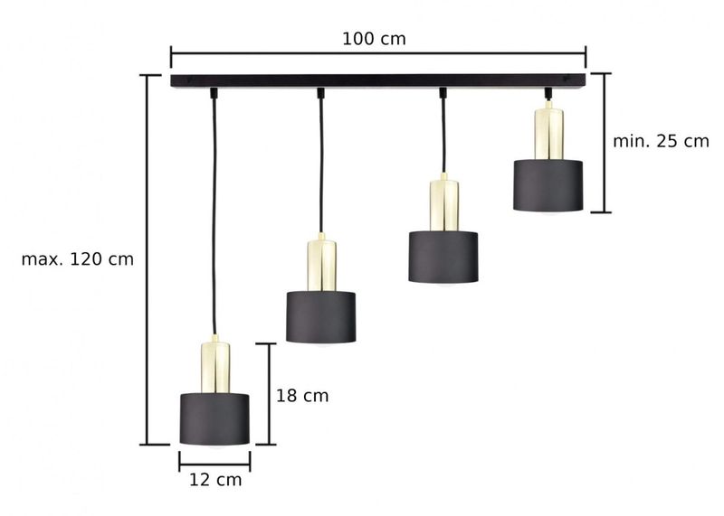 Lampa wisząca 4xE27 LUCE BLACK GOLD zdjęcie 4