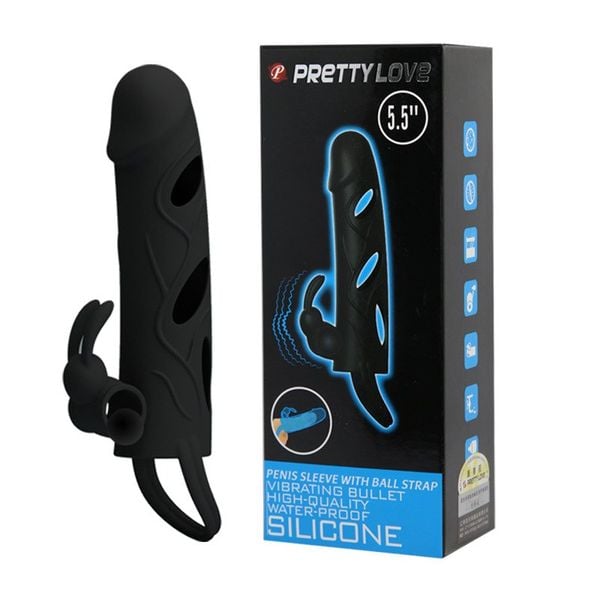 Silikonowa Przedłużka Na Penisa Z Wibracją Pretty Love 5,5" zdjęcie 1