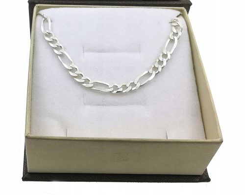 ŁAŃCUSZEK MĘSKI SREBRNY 925 SZEROKI ELEGANCKI FIGARO PEŁNY + GRAWER SREBRO na Arena.pl