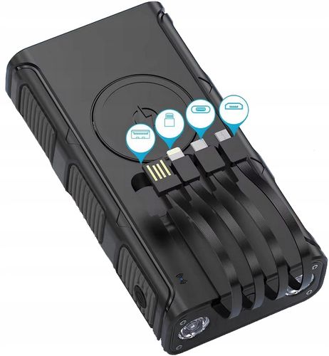 POWERBANK ŁADOWARKA SOLARNY INDUKCJA 36000mAh 8xUSB LATARKA 2x LED USB-C PD na Arena.pl