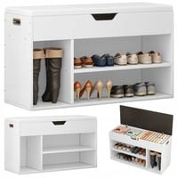 Szafka na buty otwierana z siedziskiem drewniana z półkami skandynawski