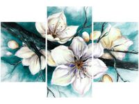 90X60CM OBRAZ OBRAZ CHERRY TREE KWIATY WIŚNI TURKUS TRZY OBRAZY