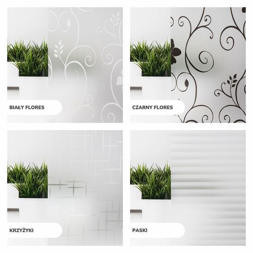 FOLIA OKIENNA STATYCZNA 90x150 MLECZNA KWIATY PASY WZORY OKLEINA na Arena.pl