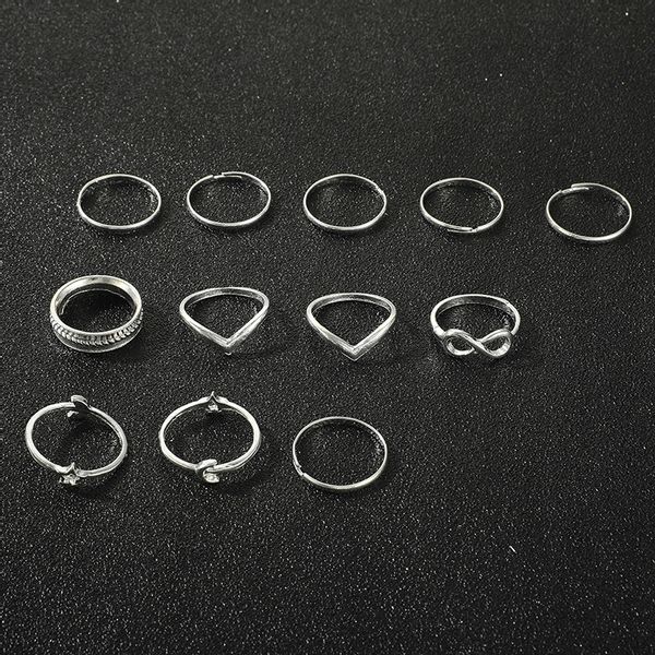 Srebrny ZESTAW PIERŚCIONKÓW RETRO PUNK BOHO 04 zdjęcie 7