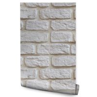 Tapeta W Rolce Białe Postarzane CEGŁY Mur Wzór 3D