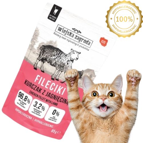 karma mokra dla kota fileciki kurczak z  jagnięciną 85g wiejska zagroda na Arena.pl