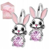 KOLCZYKI SREBRNE DLA DZIEWCZYNKI KRÓLICZKI ANGIELSKIE PREZENT URODZINY 925