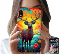 ETUI DO SAMSUNG A10 - KOLOROWE WZORY JELEŃ ŁOŚ ZWIERZĘTA LEŚNE