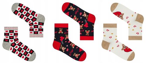 SKARPETKI WALENTYNKOWE DAMSKIE WALENTYNKI 3-PAK NA PREZENT DLA DZIEWCZYNY na Arena.pl