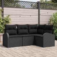 Zestaw Sof na Ogród 4 pcs Czarny polirattan