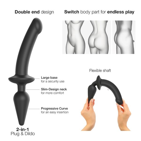 Strap-on-me Switch Plug-in Semi-realistic Dildo Black S zdjęcie 2