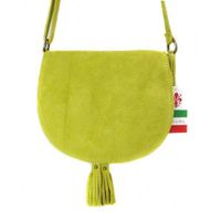 Zamszowa listonoszka ,chlebak Vera Pelle ,pojemna przewieszka A5 Żółta VP490GL