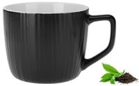 Kubek porcelanowy Ravi 300 ml czarny mat ryflowany paseczki