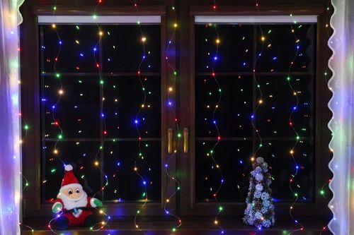 KURTYNA ŚWIETLNA LAMPKI SOPLE DRUCIKI 200 LED 2x2m GIRLANDA USB + ADAPTER na Arena.pl