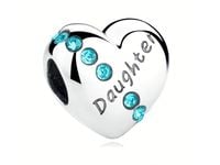 Rodowany srebrny charms pandora serce heart córka dauther cyrkonie srebro 925 BEAD099