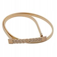 Pasek damski sprężynka pleciony prostokąt z cyrkoniami kolor złoty