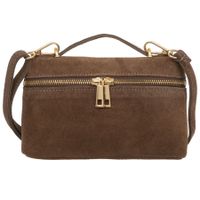 VERA PELLE torebka damska zamszowa listonoszka mała z paskiem V709 taupe