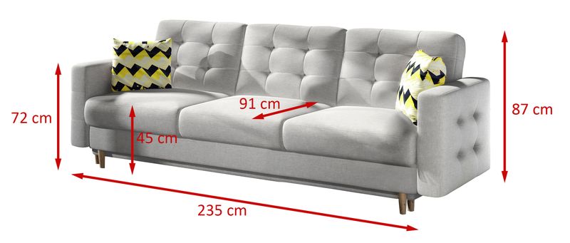 Sofa rozkładana ASGARD 235 cm z funkcją spania