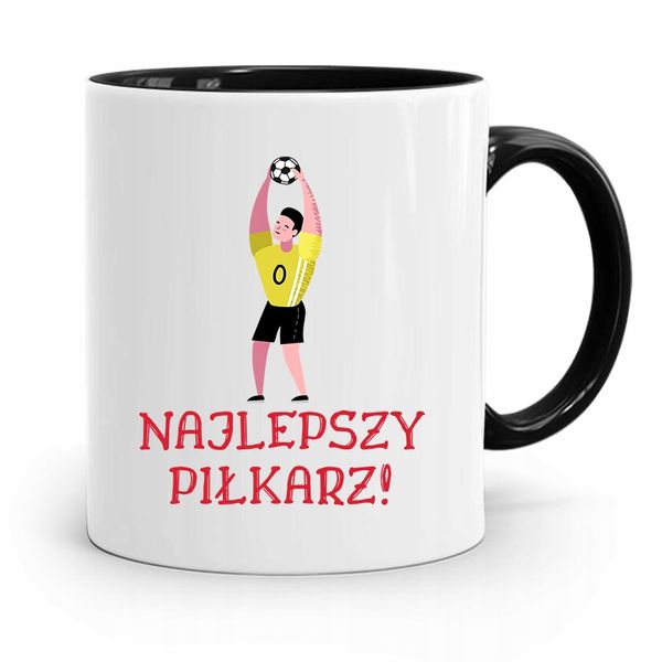 Kubek Czarny Prezent Dla Najlepszego Piłkarza Z Nadrukiem Ze Zdjęciem zdjęcie 1