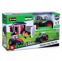 METALOWY TRAKTOR KURNIK ZESTAW DO ZABAWY FARMA BBURAGO RÓŻNE KOLORY