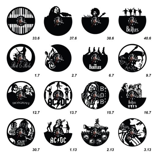 Zegar Ścienny z płyty winylowej na lustrze MUZYKA  48 wzorów 59x29 cm na Arena.pl