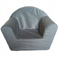 Fotelik z pianki dla dzieci pufa welur/plusz szary