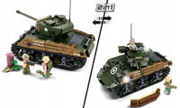 Klocki CZOŁG SHERMAN M4A3E2 JUMBO AMERYKAŃSKI 715 kl+M3/M5 Stuart 3 Figurki