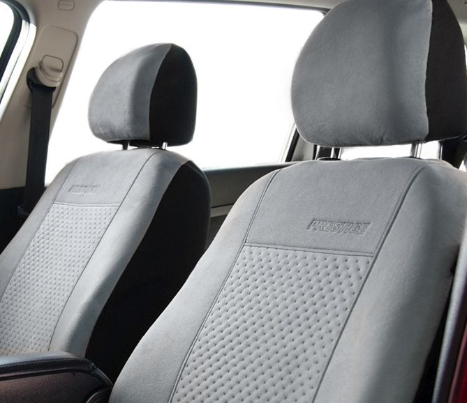Pokrowce z alcantary na fotele samochodowe PRESTIGE Szare do BMW 5 zdjęcie 4