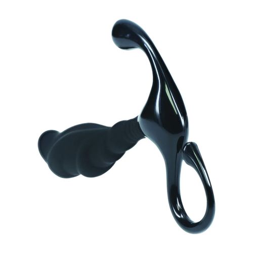 Rippled With Hard Loop Silicone Prostate Massager - S - Black na Arena.pl