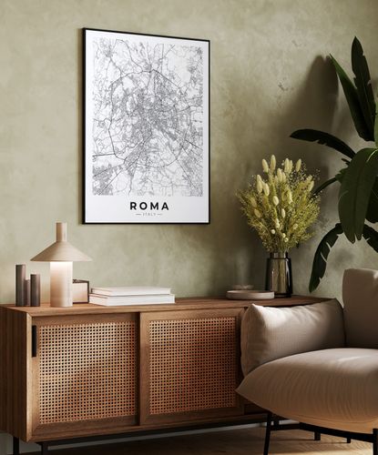 Plakat mapa Rzym plan miasta 50x70 cm w czarnej ramie na Arena.pl