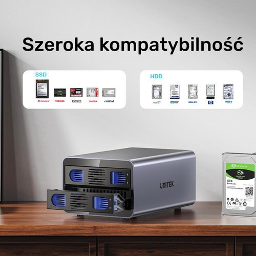 Unitek Obudowa RAID do dysku SATA 2.5''/3.5'' – 4 tryby, 40TB, 5Gb/s na Arena.pl