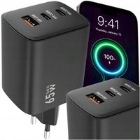 ŁADOWARKA SIECIOWA SZYBKA 65W GaN USB 2x USB-C PD QC 4.0 MOCNA UNIWERSALNA