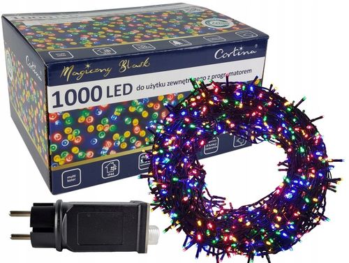 LAMPKI CHOINKOWE 1000 LED TIMER ATEST 51,5M MULTI WIELOKOLOROWE PROGRAMY na Arena.pl