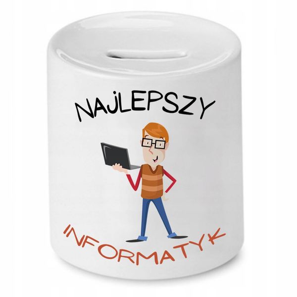 Skarbonka Informatyka Najlepszy Informatyk Prezent Z Nadrukiem Ze Zdjęciem zdjęcie 1